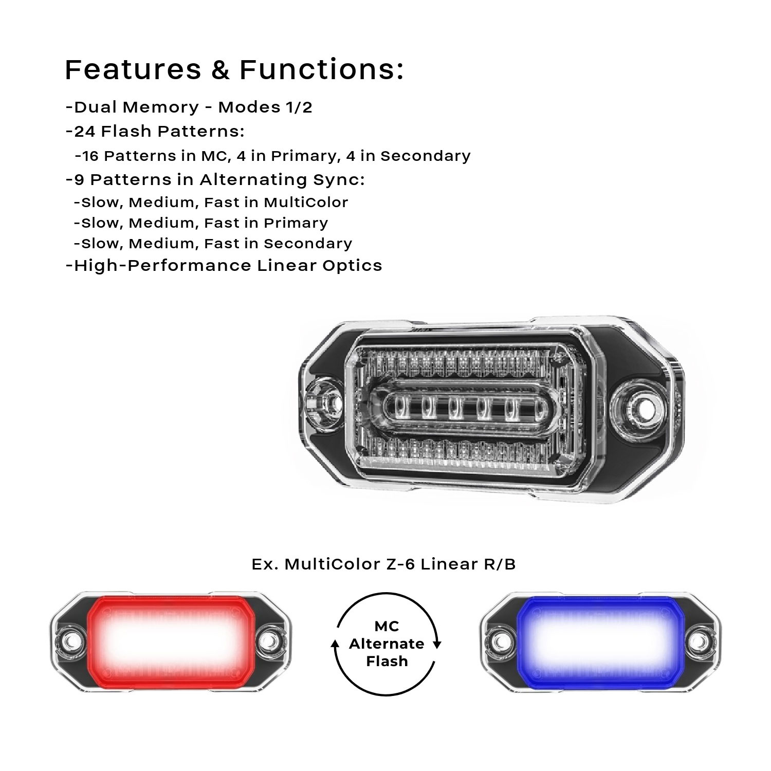 Z-6 MC Linear LED Surface Mount Warning Light Head | STL