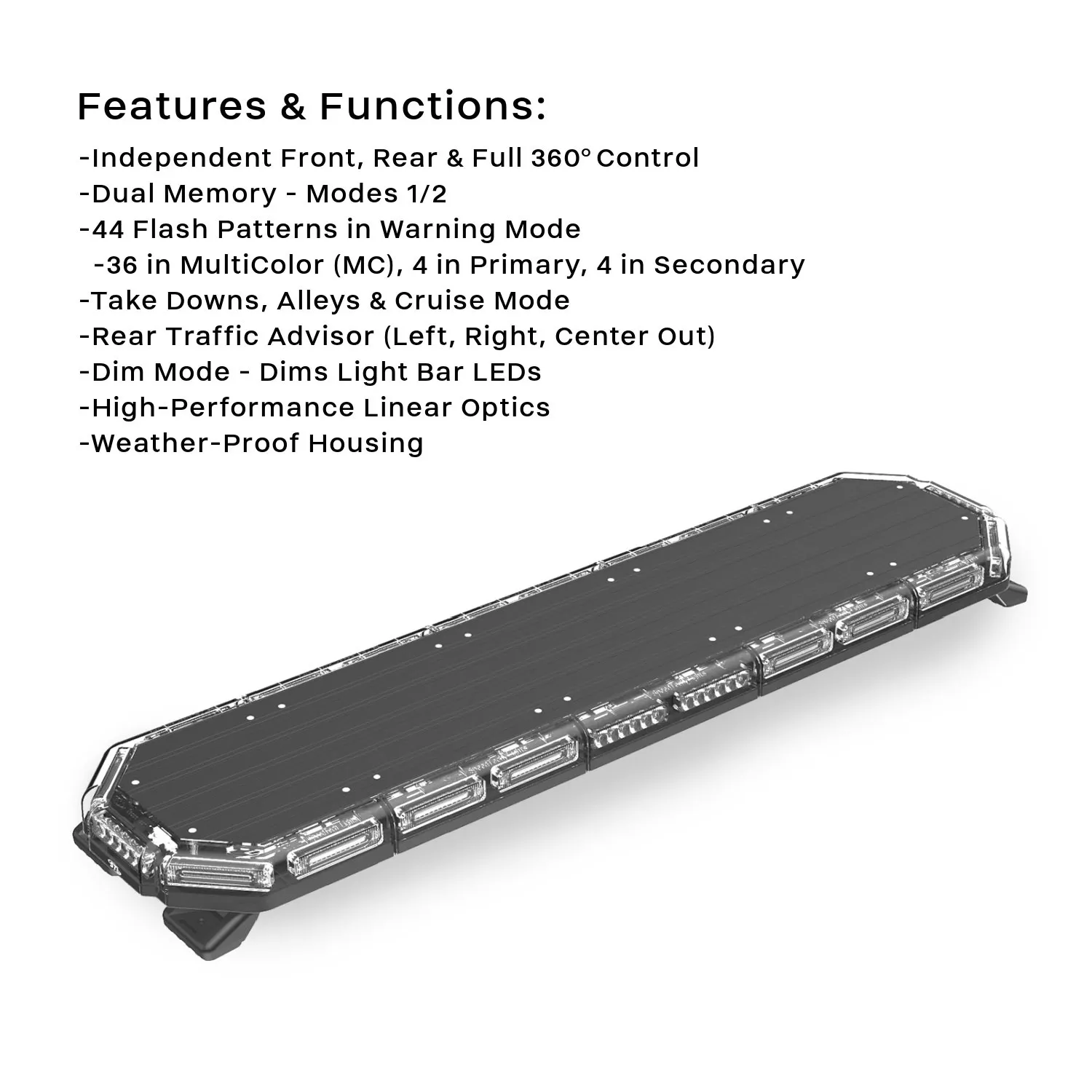 MultiColor K-Force 47 Linear Full Size LED Light Bar Features
