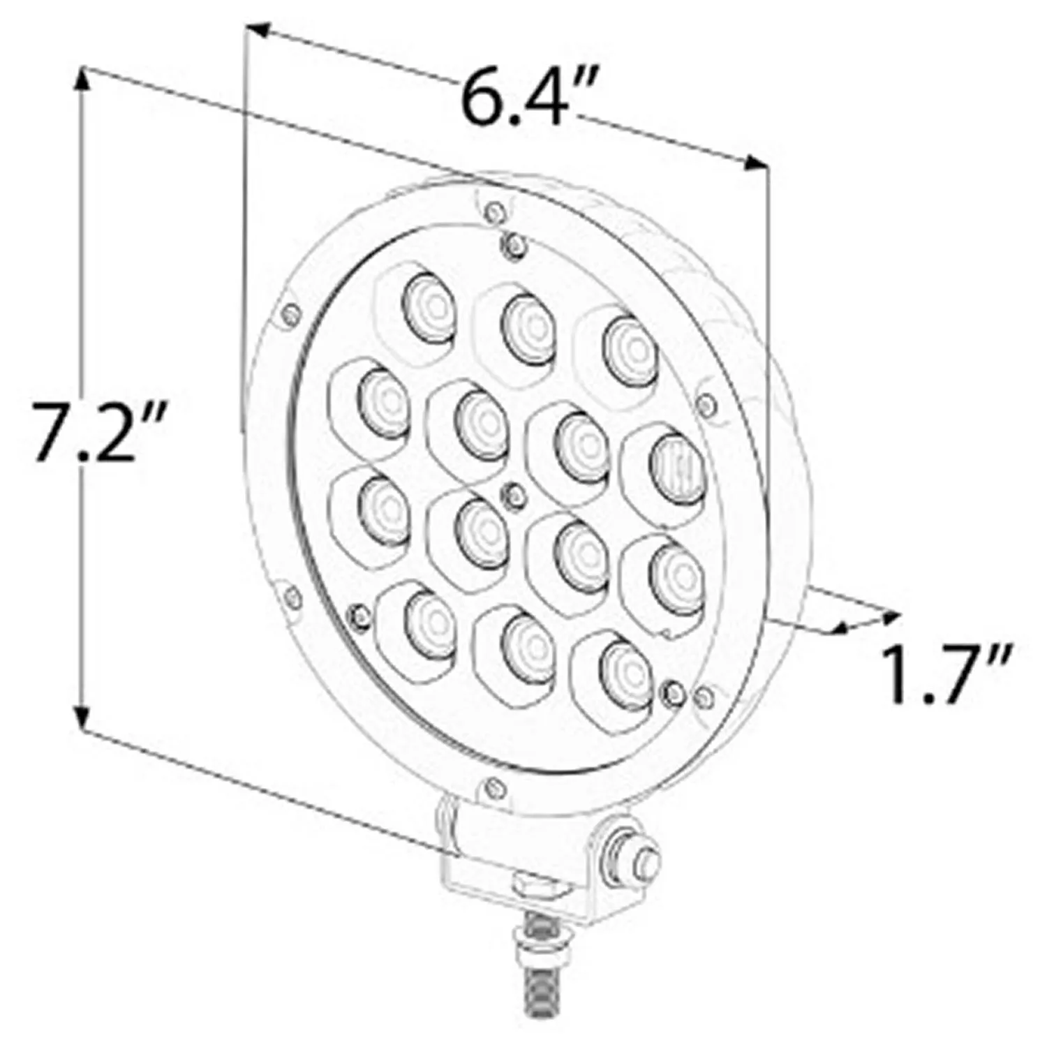 Circle Carbine Floodlight Round 6 Inch Off Road LED Light Back