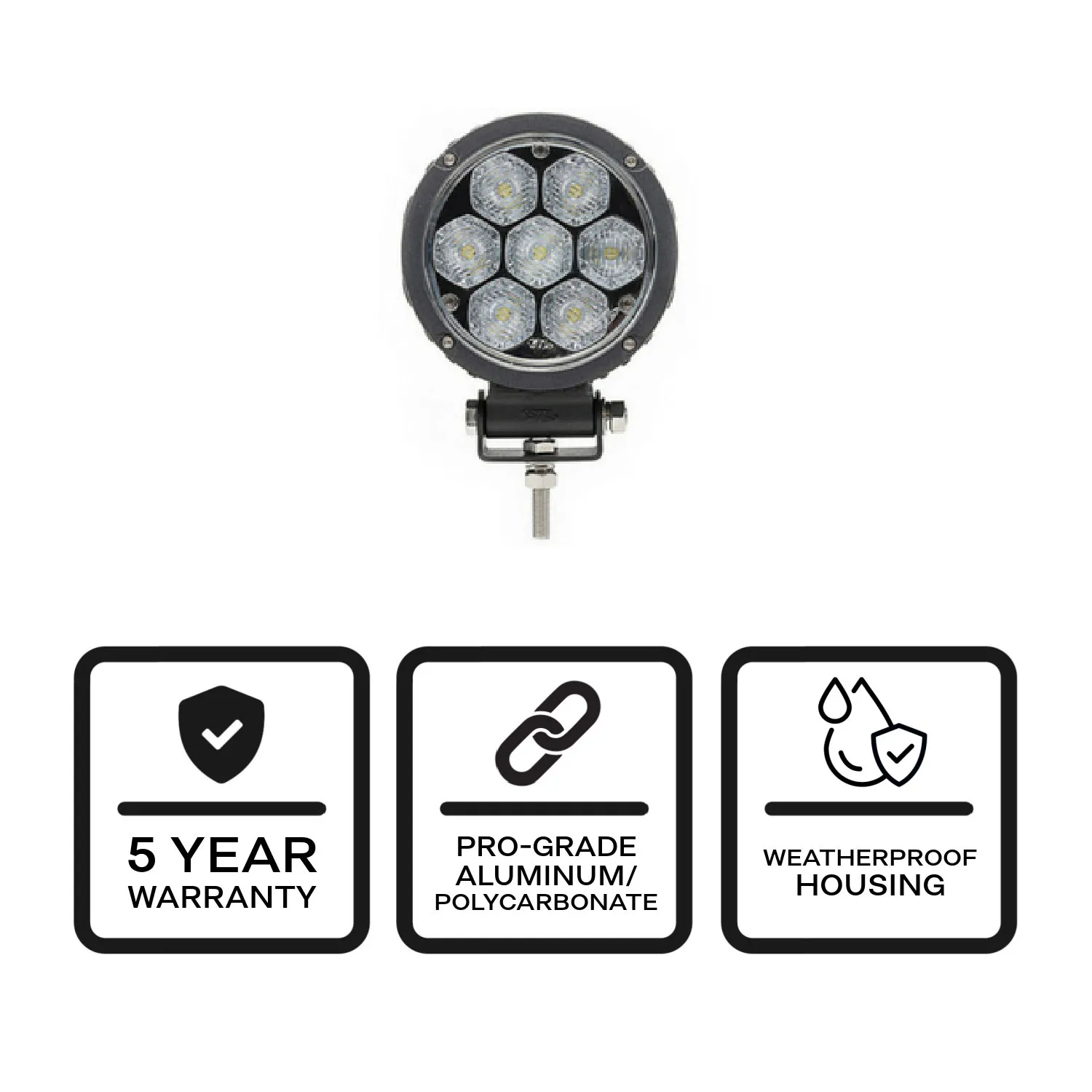 2 Pack Circle Carbine Floodlight Round 4 Inch Off Road LED Light Side View