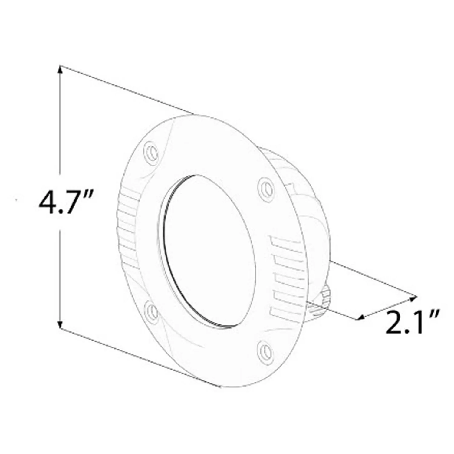 Circle Carbine Flush Mount Round 5 Inch Off Road LED Floodlight Dimensions