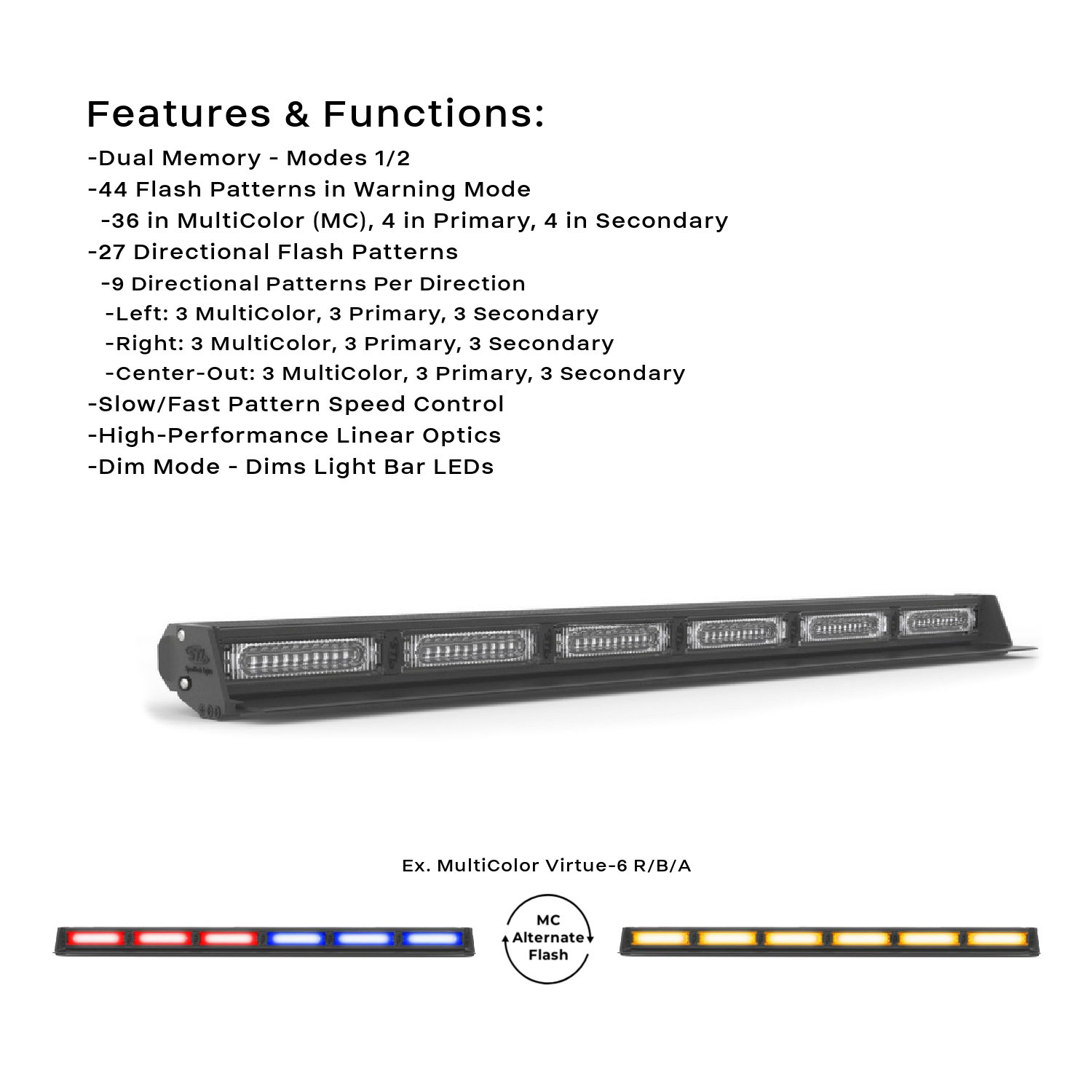 MC Virtue-6 Elite Linear LED Traffic Advisor D-VLMCE6 | STL