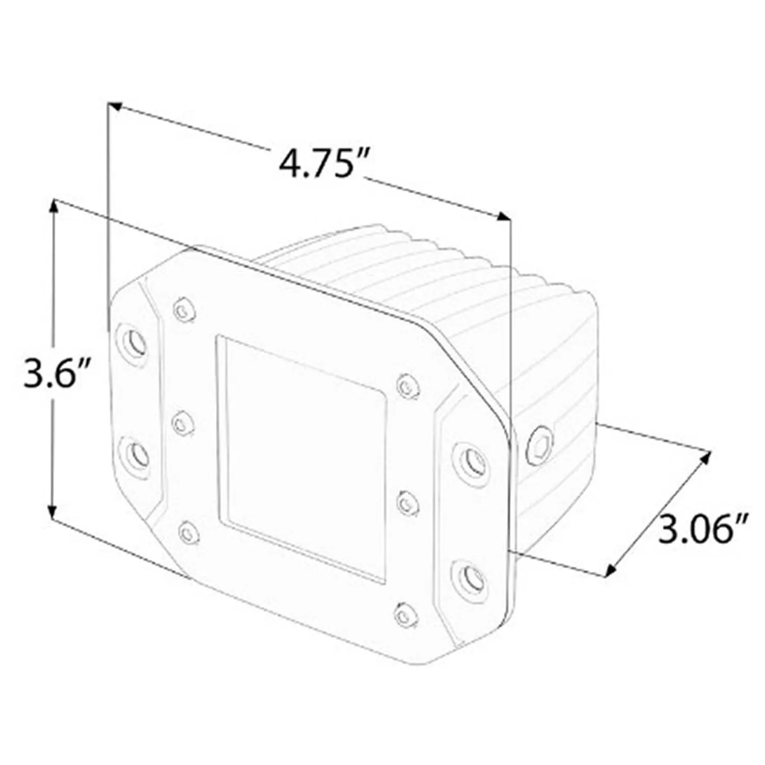 Cube Carbine Flush Mount Cube 5 Inch Off Road LED Spotlight Dimensions